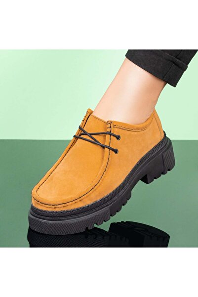 BMoD Women's yellow suede leather casual shoes MOD03650