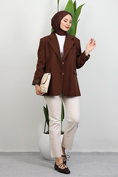 GİYZAMİLA Μπουφάν με δύο κουμπιά Dalya καφέ