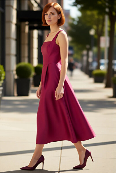 PayBuy Γυναικείο φόρεμα κοκτέιλ με τετράγωνο λαιμόκοψη, με χοντρά λουράκια, σ...