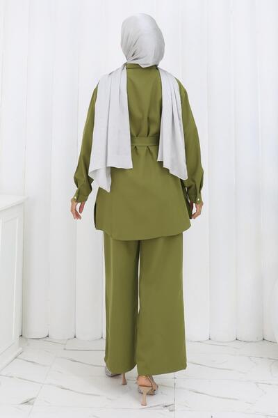 Missvalle Διπλό Σετ Χακί με Πέρλες και Ζώνες 19265