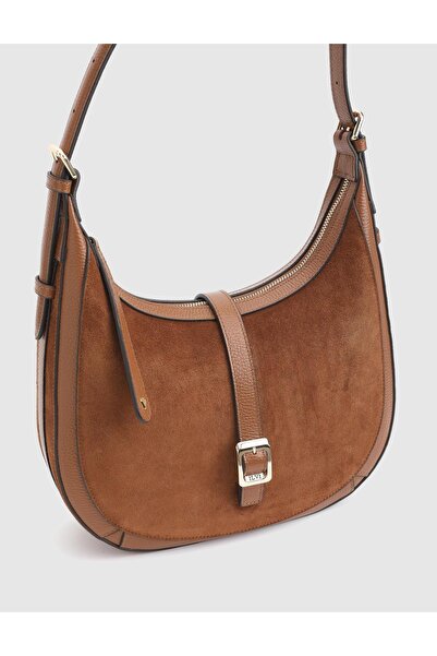 İLVİ Vlasyi Hakiki Süet Floter Deri Taba Kadın Omuz Çantası