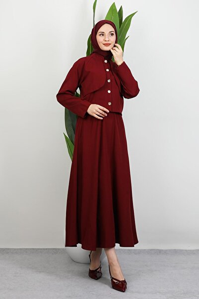 GİYZAMİLA Σετ φούστας Feris με μπορντό χρώμα