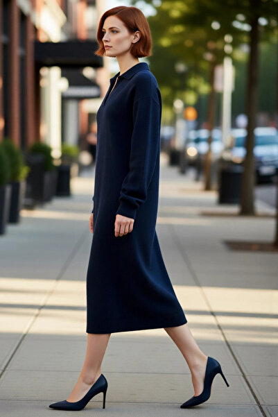 PayBuy Γυναικείο φόρεμα πλεκτό με λαιμόκοψη πόλο μεσαίου μήκους, καθημερινό, ...