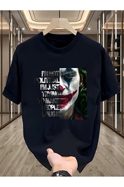 CLASİVA تي شيرت جوكر ذو تصميم عصري بصري مطبوع خصيصًا للجنسين قصة فضفاضة برقبة دائرية