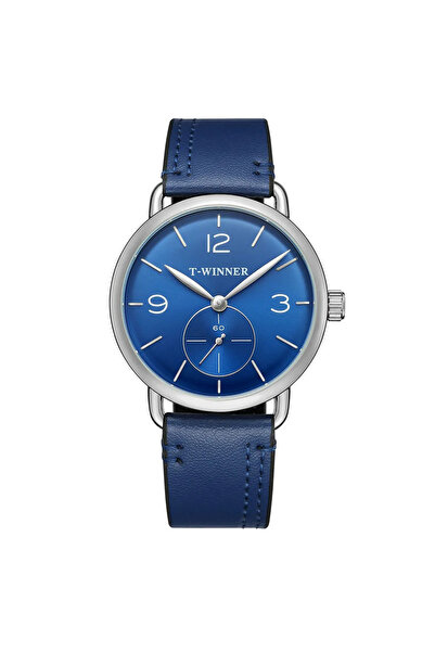 T-WINNER Ceas bărbătesc 8166 albastru – design casual, curea din piele naturală, rezistent la apă 3ATM