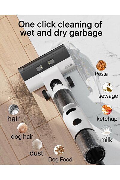 Generic Cordless Wet Dry Floor Cleaner 190W Brushless Motor, Dual Tank, Self-Cleaning Vacuum Mop