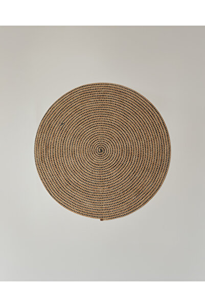 English Home Circle Art Dekoratif Jüt Kilim 90 cm Natural-Siyah