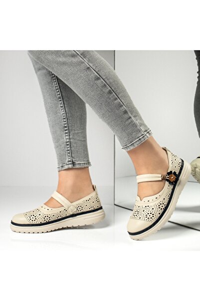 BMoD Pantofi casual bej și albastru închis pentru femei, cu perforații MOD13164