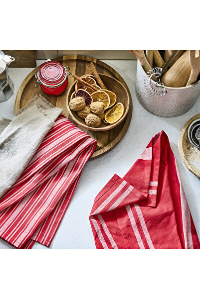 IKEA VINTERFINT Tea towel, mixed patterns red/white, 50 x 70 cm