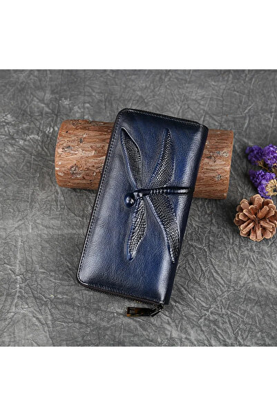 Mychicbeautybag Leather wallet Graceful dragonfly made of natural leather