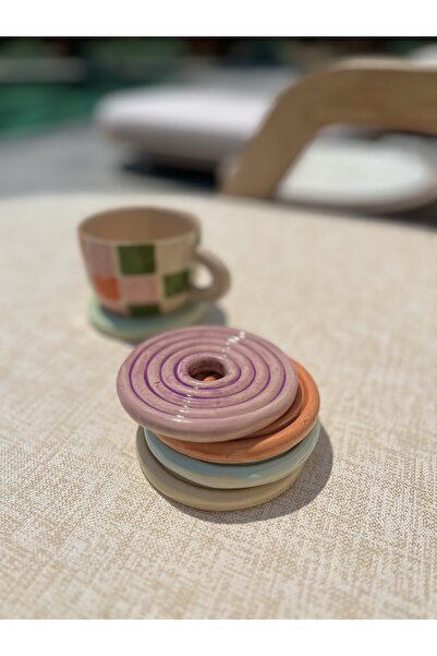 Me Gusta Home قاعدة أكواب السيراميك على شكل مصاصة بلون أرجواني