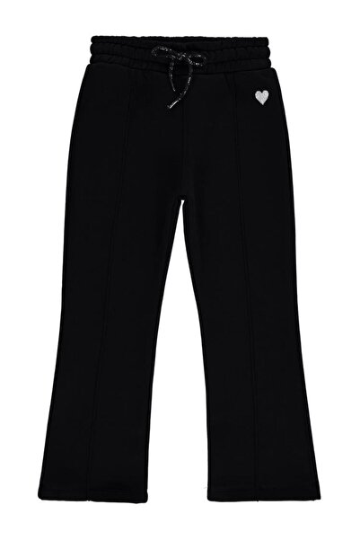 Civil Girls Heart Embroidered 6-9 Years Old Sweatpants - Black7-8 Years Old
