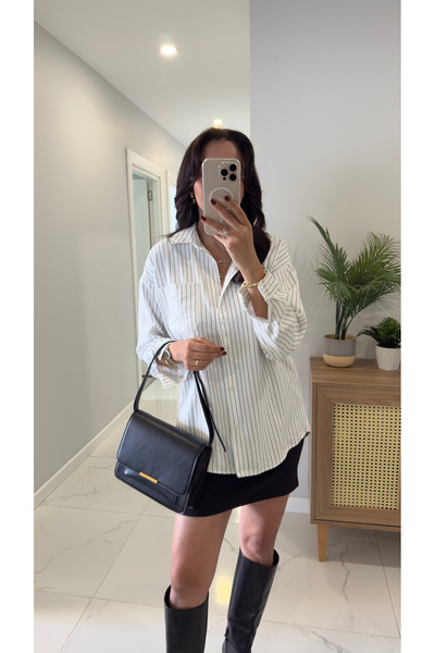 BİRCANÇİL MD Sewy Ekru Çizgili Gömlek