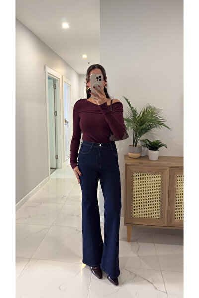 BİRCANÇİL Lumiy Dark Blue İspanyol Paça Jean