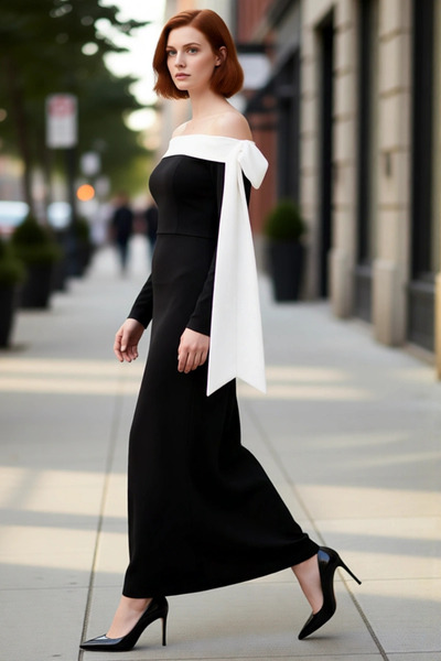 PayBuy Rochie maxi bodycon cu guler Carmen pentru femei, țesătură creponată, ...