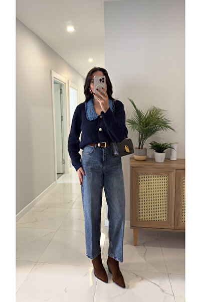 BİRCANÇİL Vinda Koyu Kar Yıkama Tint Kemerli Baggy Jean