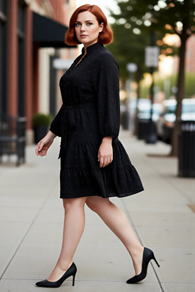 PayBuy Women's A-Line Burgundy Textured Belted V-Neck Mini Dress Stylish Plus Size Option for Spring Autumn.