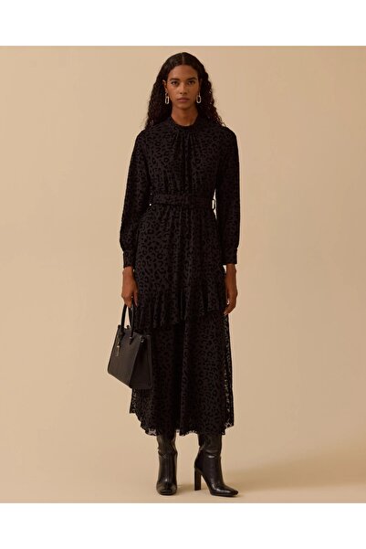 SEÇİL YENİ KADIN leopar desenli kemerli elbise 10002521311009