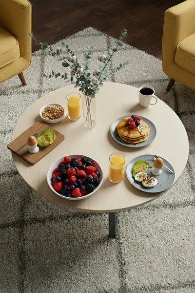 Zevahir Mobilya Dekorasyon Ahşap Mermer Desenli Metal Katlanır Ayaklı Kamp Ba...