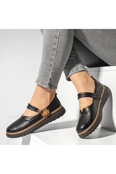 Modlet.ro Γυναικεία μαύρα και χακί διάτρητα casual παπούτσια MOD13164