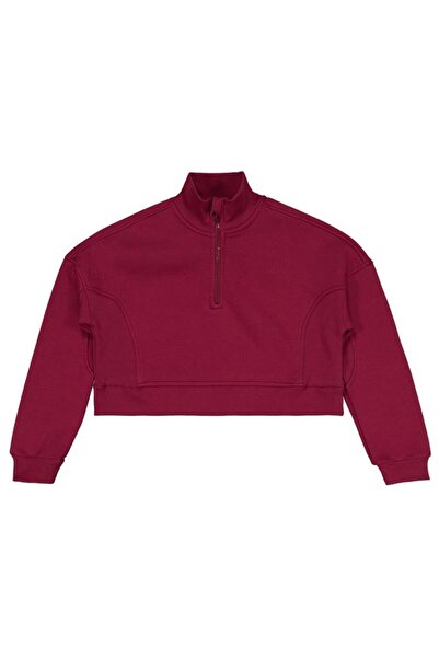 Civil Girls Zipper Detailed Tracksuit Set for Ages 10-13 - Burgundy 13-14 Years Old