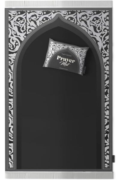 saharr ART MOOD HOME Velvet Prayer Rug, Gray and White, 68 cm x 117 cm