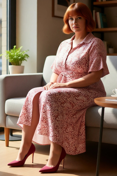 PayBuy Women's a Line Belted Maxi Length Shirt Collar Short Angel Sleeve Abstract Patterned Viscose Dress Spring Summer