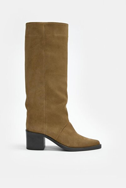 NILUFARR Carolayn Sigaro Suede Genuine Leather Heeled Women's Boots