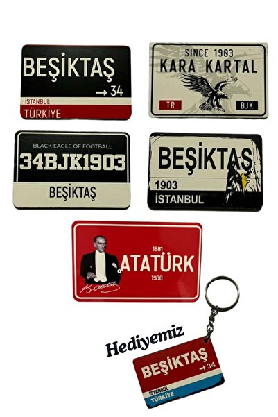 DURUSA "Beşiktaş" Buzdolabı Magnet Seti + Anahtarlık Hediyeli , Taraftar Hedi...
