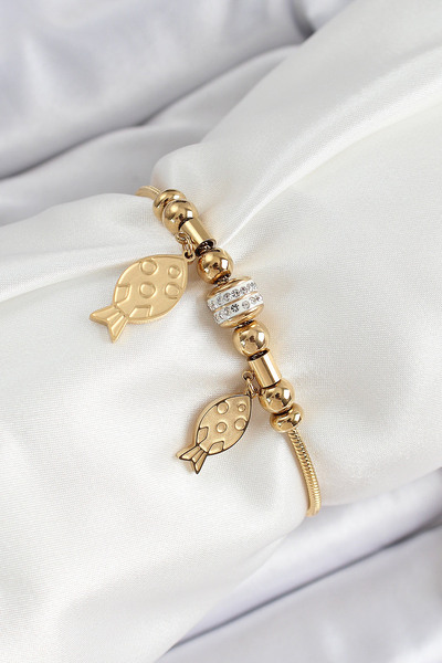 Skygo 316L Steel Gold Color Fish Model Women's Bracelet - Tj-Bb7076