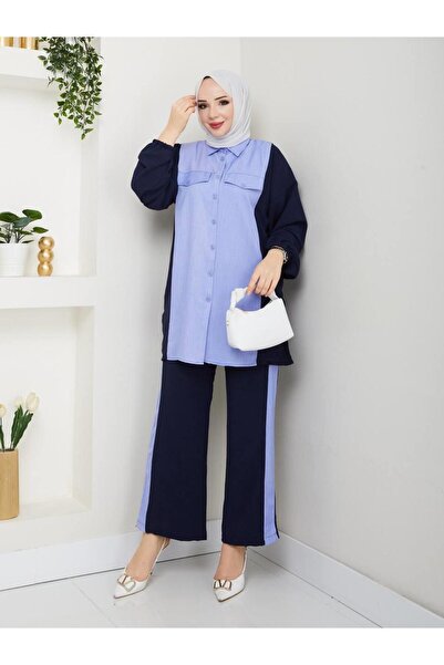 moda periy Garnili Tunik Pantolon Tesettür Kombin