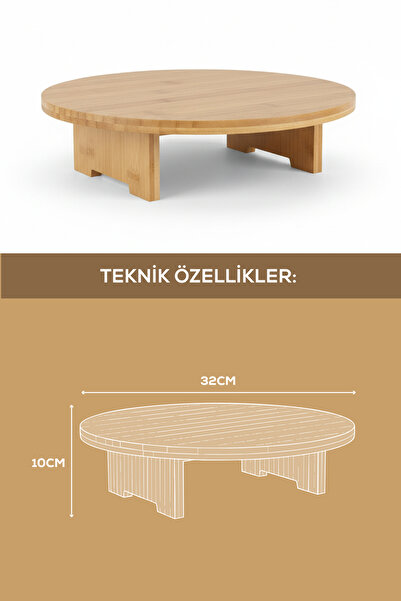 Vienev Wooden Round Presentation Tray with Legs