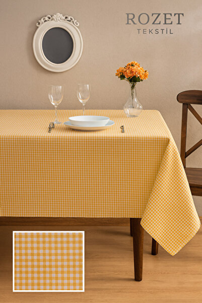 ROZET TEKSTİL Wrinkle-Free Multi-Purpose Tablecloth & Picnic Mat Gingham Patt...