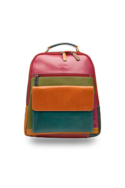 TORO NERO Women's backpack made of leather, multicolor, Misty