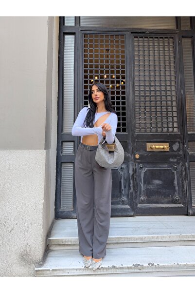 CARLA MARA Belted Double Pleat Detail Palazzo Trousers