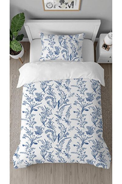 GREENDECOR مجموعة أغطية سرير أنيقة بنمط زهور بيضاء بسيطة مطبوع مصممة خصيصًا بدون ملاءات لشخص واحد