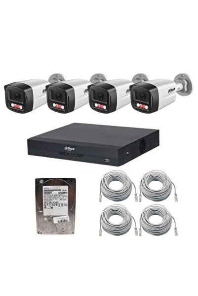 DAHUA IP surveillance system — 4×2MP Dual Light IR30m cameras, PoE, mic, 4‑ch WizSense NVR, 500