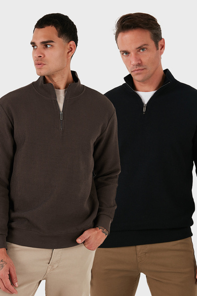 Buratti Polo din bumbac Regular Fit cu guler înalt și fermoar pe jumătate Pac...