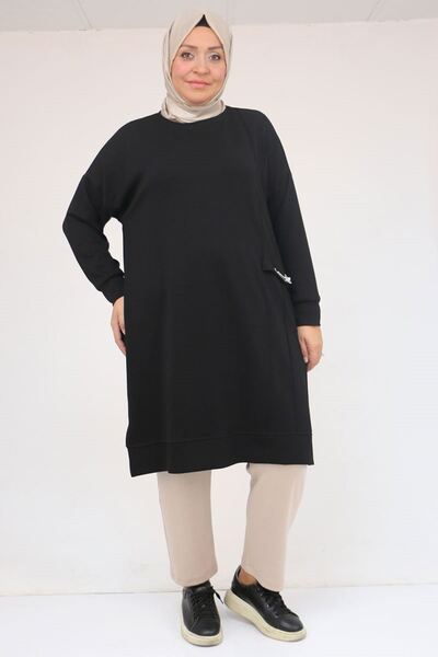 Eslina 58160 - Μοντάλ τουνίκ με λεπτομέρεια από πέτρα με πέτρα - Μαύρο