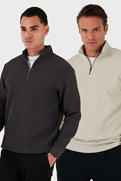 Buratti Polo din bumbac Regular Fit cu guler înalt și fermoar pe jumătate Pac...