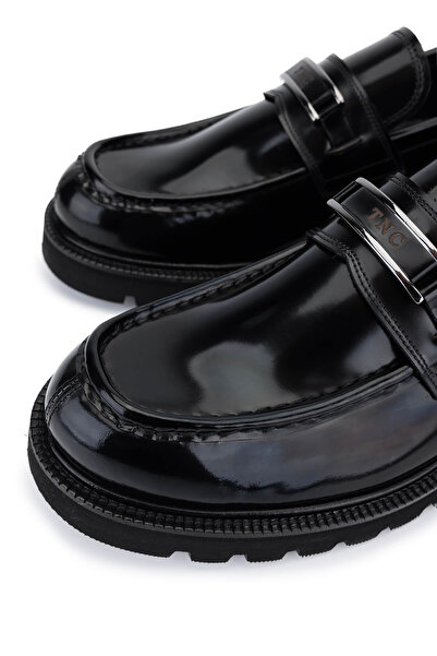 Tamer Tanca Men's Genuine Leather Black Opening Loafer Shoes