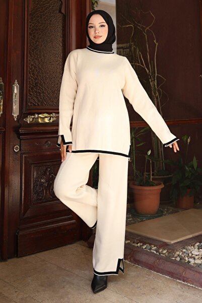 Missvalle Slit Detailed Knitwear Set White 6152