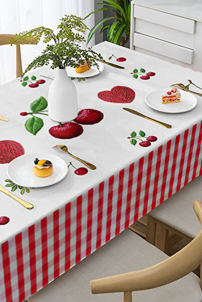 MonoHome Tablecloth Fruity 5D Digital Design- Hassle-Free Fabric Peach Cherry