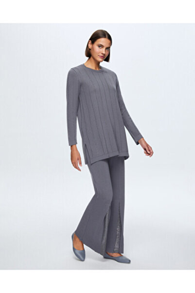 MISS DALIDA T24K-7011 Paçası Taşlı Triko Pantolon OMERO-DARK GREY