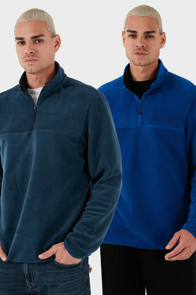 Buratti Regular Fit Anti-Pilling Χωρίς Πυκνώματα ψηλός λαιμός επένδυση fleece Πακέτο με 2 Ανδρικά Φλις POLAR 58