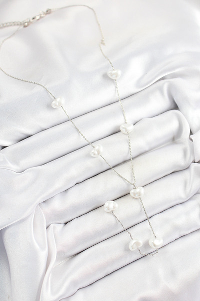 Skygo 316L Steel Pearl Heart Figured Y Model Silver Color Women's Necklace - Tj-Bko10336