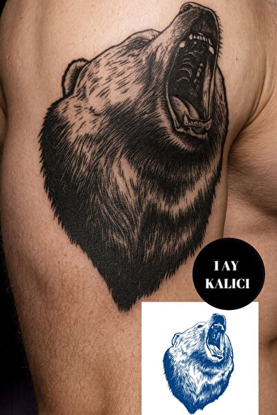 TAKIŞTIR Ayı Figürlü 12 Saat Sonra Kararan Geçici Mini Dövme Tattoo