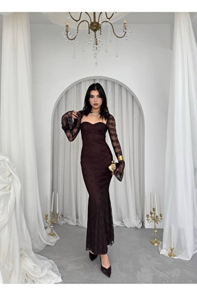 EtikaOnline Corina Dantel Detay Balık Model Uzun Elbise