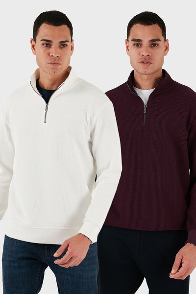 Buratti Polo din bumbac Regular Fit cu guler înalt și fermoar pe jumătate Pac...