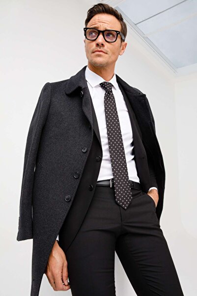 İgs Erkek Siyah Slim Fit / Dar Kalıp Takım Elbise